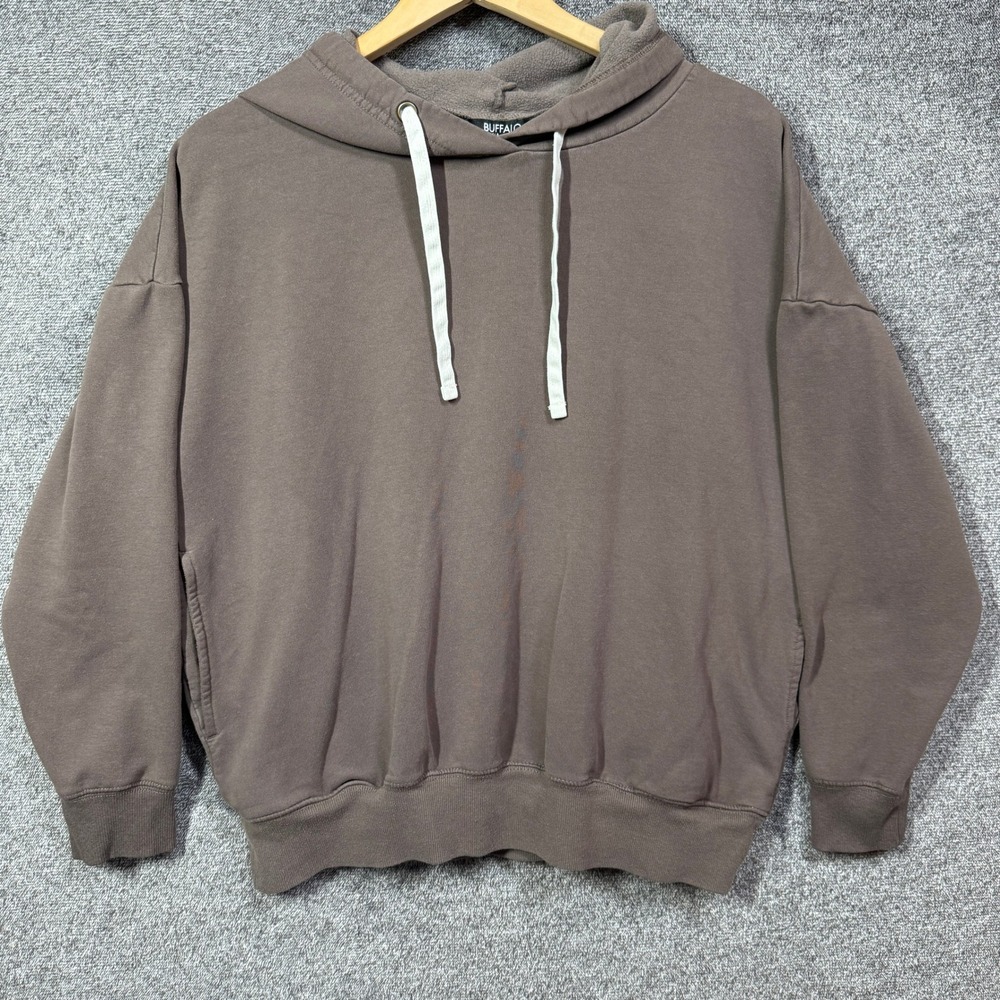 Buffalo David Bitton Hoodie Womens M Brown Fleece Lined Oversized Sweatshirt
